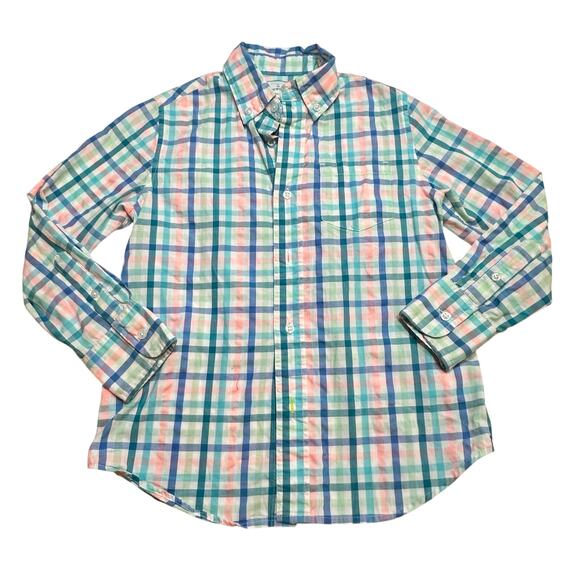 Crewcuts Plaid Long Sleeve Button Up sz 6/7 Spring Plaid - Picture 1 of 6